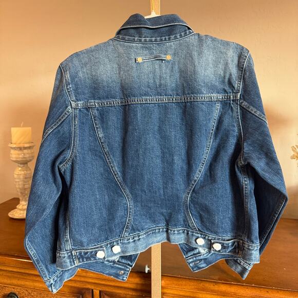 GAP × Cult Gaia Denim Jacket Large NWT Asymmetrical Front - Picture 8 of 10